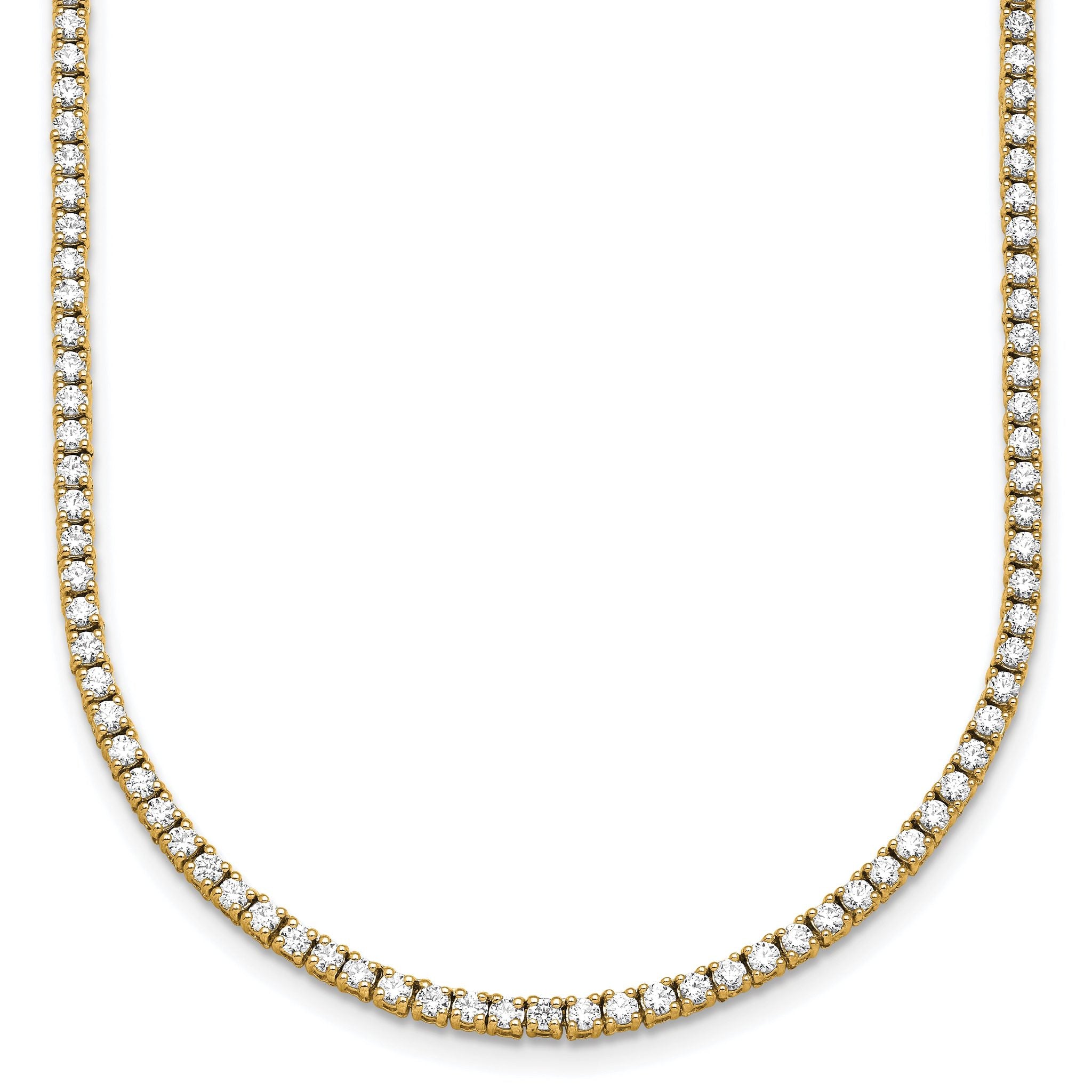 14k 5 1/2 carat Lab Grown Diamond VS/SI+ G+ Complete Round 22 inch Straight Tennis Necklace