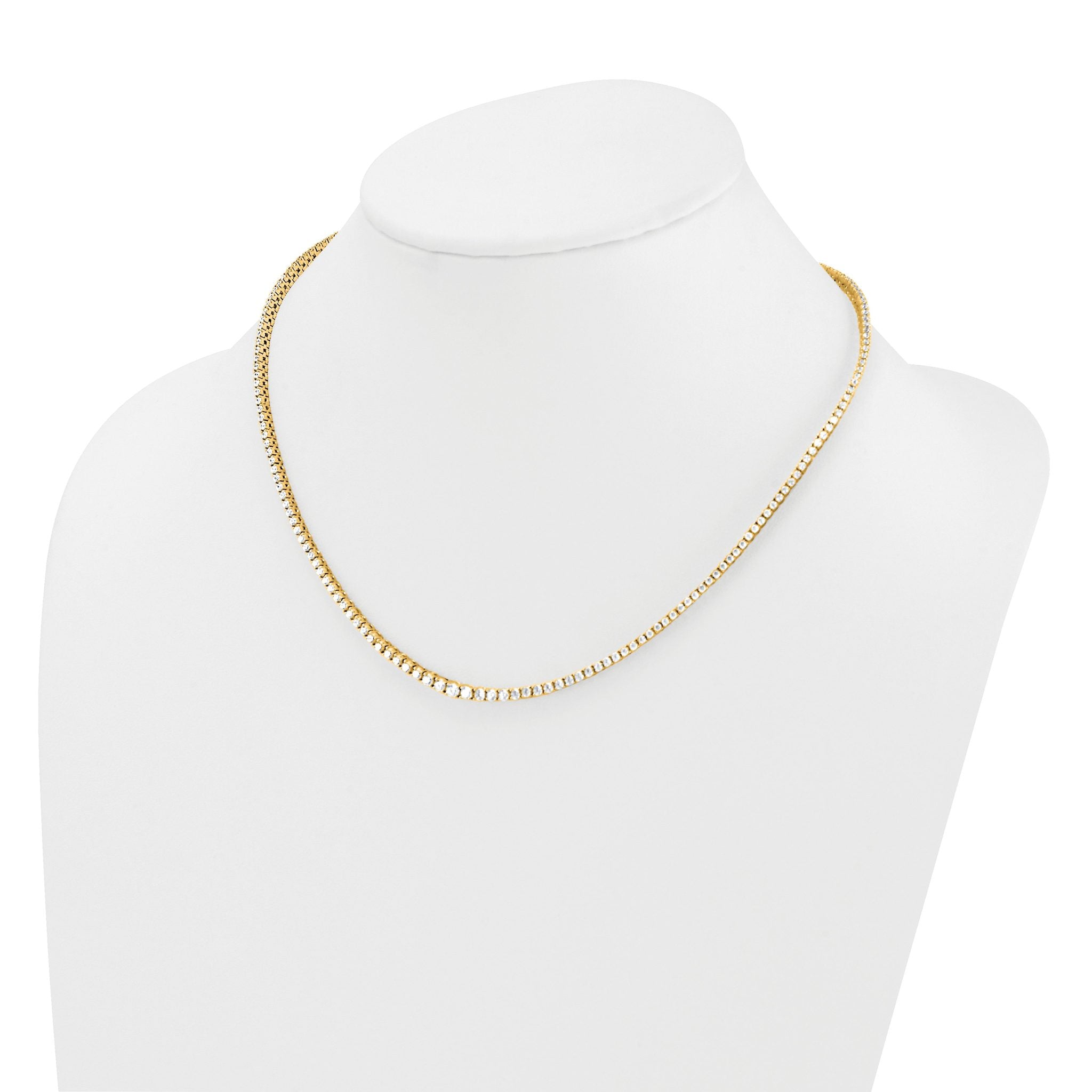 14k 5 3/8 carat Lab Grown Diamond VS+ F+ Complete Round 18 inch Graduated Tennis Necklace