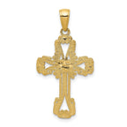 14K Gold Beaded Cross with Heart Pendant  Polished, Solid, Elegant Design