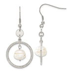 Stainless Steel Polished Pear Pearl Drop Dangle Earrings for Women