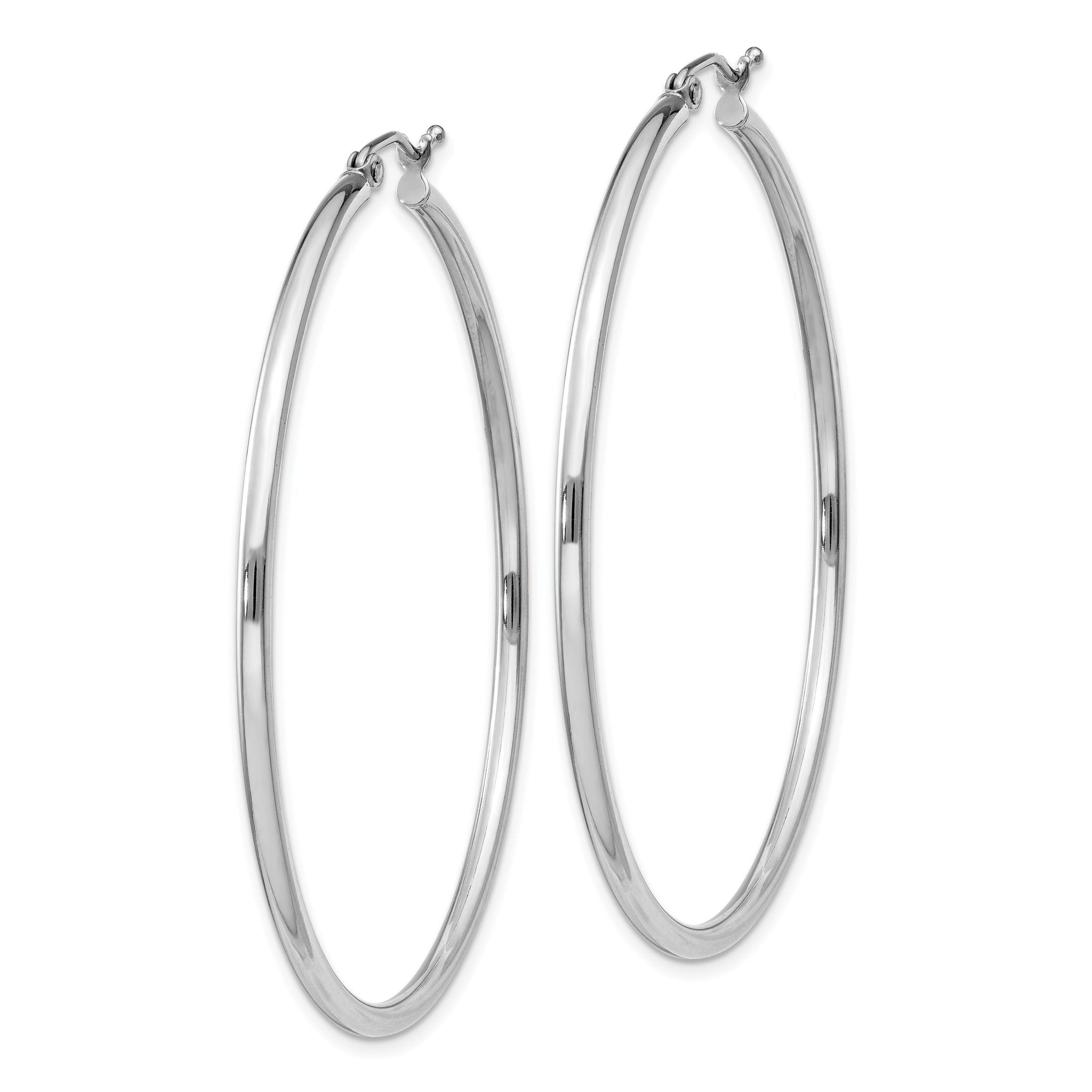 Round Hoop Earrings in Sterling Silver, 2mm Secondary image