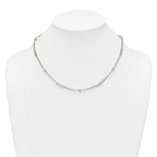 Sterling Silver Polished and Beaded Fancy Double-Strand Link 17.5 inch Necklace