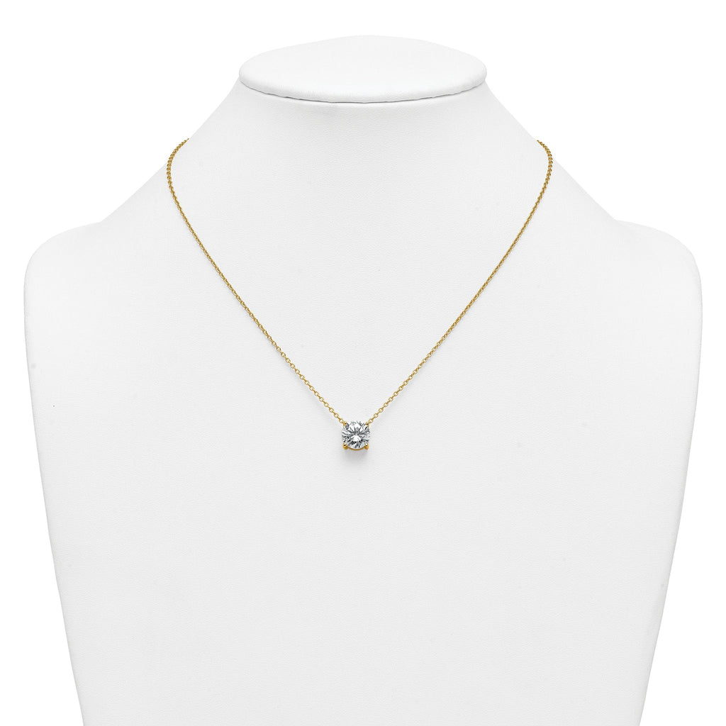 14k 4 carat Lab Grown Diamond VS+ F+ Round Complete Four Prong 18 inch Solitaire Necklace