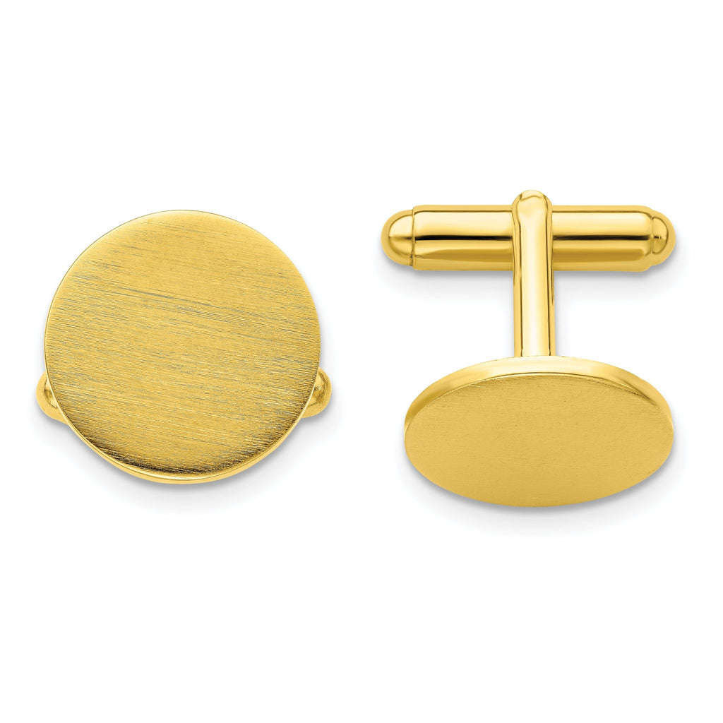 Gold-Plated Satin Round Engravable Cuff Links by Kelly Waters