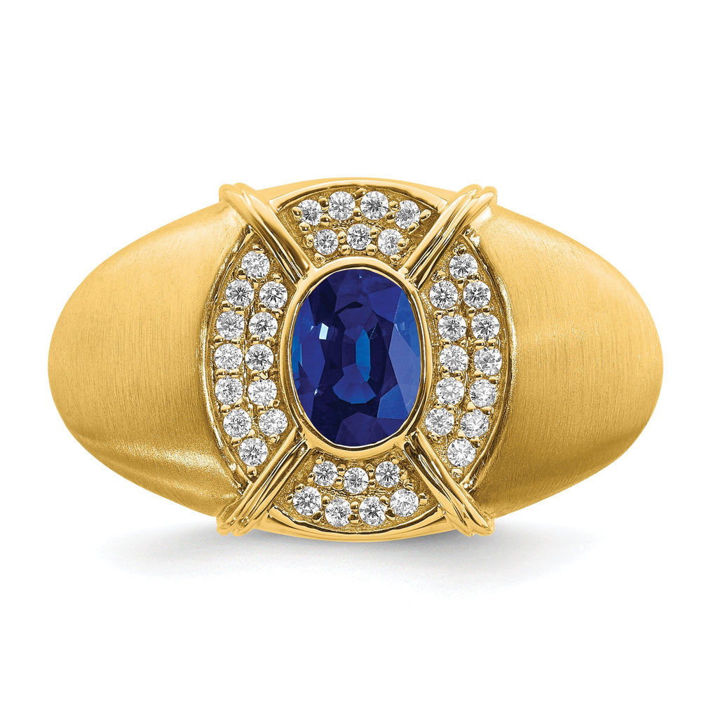 14k Sapphire and Diamond Mens Ring