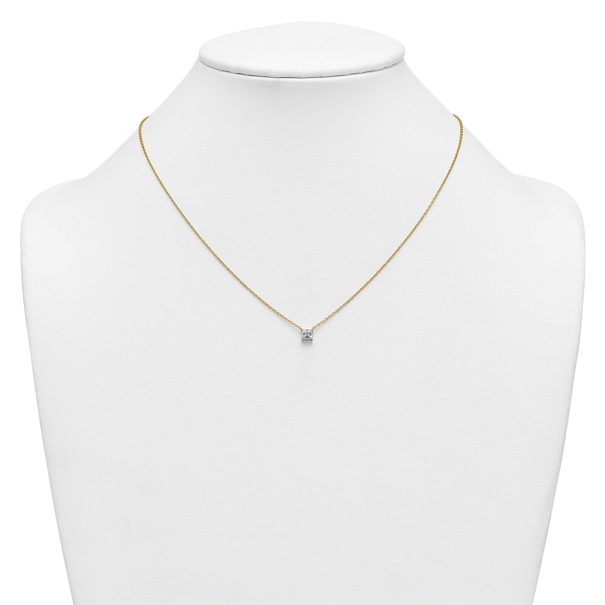 14k 1/2 carat Lab Grown Diamond VS/SI+ G+ Princess Complete 18 inch Four Prong Pendant Necklace