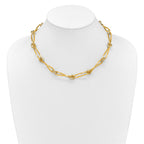 14K Two-tone Polished and Diamond-cut Fancy Link Necklace