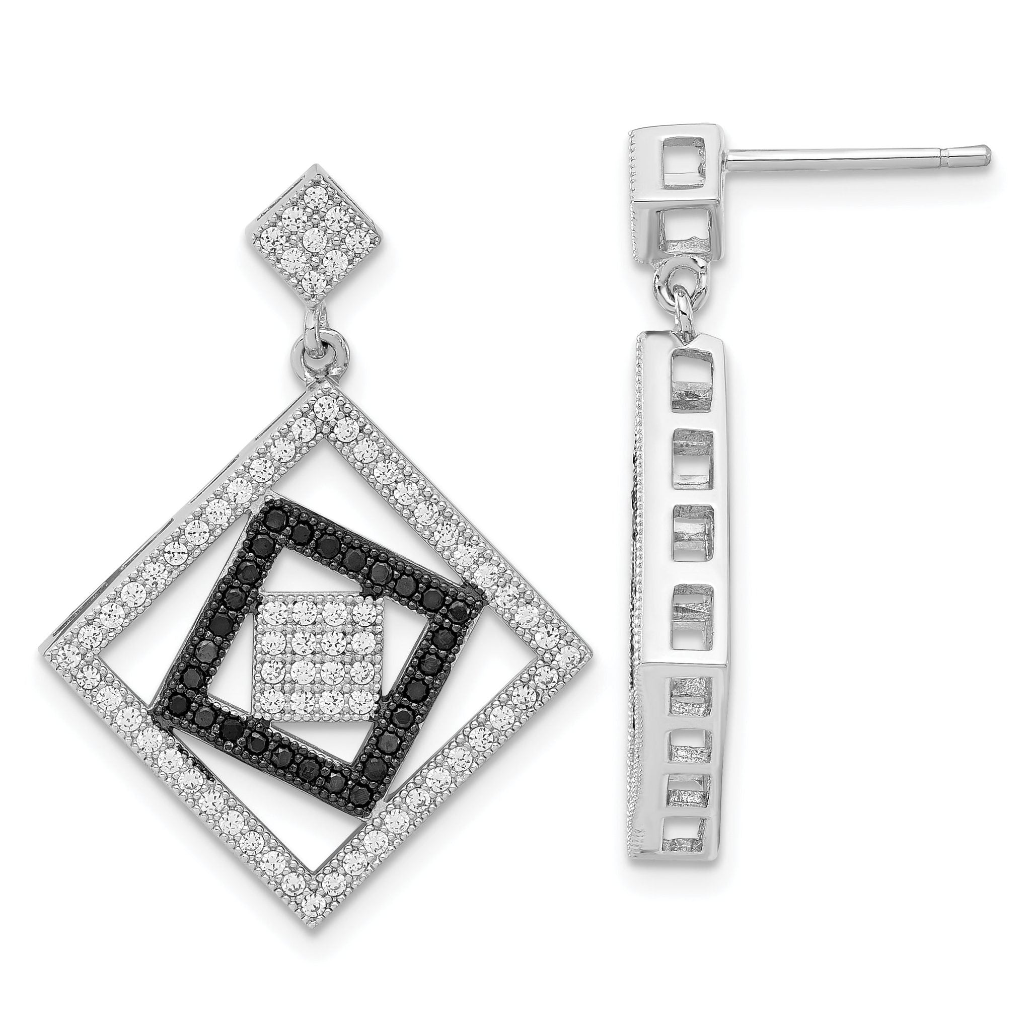 Sterling Silver CZ Dangle Earrings with Multi-Color Sparkle Main image