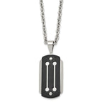 Black IP Brushed Dog Tag Necklace in Stainless Steel, 24in
