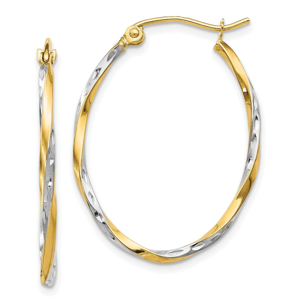 Oval Hinged Hoop Earrings in 10K Yellow Gold