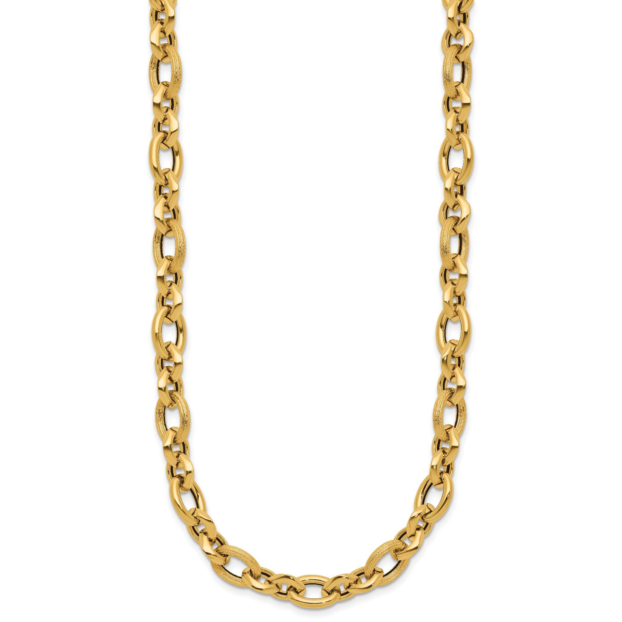 14K Polished and Textured Fancy Link Necklace Secondary image