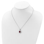 Cheryl 925 Sterling Silver Rhodium-Plated Ruby CZ Halo Necklace 18.25 Elegant Gift-Ready Jewelry