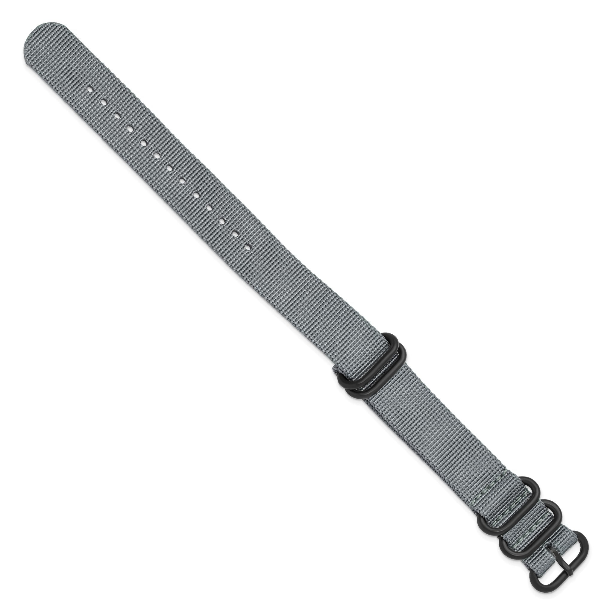 Military Ballistic Watch Band in Grey G10 Nylon, 22mm