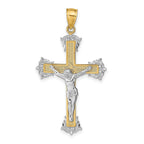 14K Two-Tone Gold Crucifix Pendant with Solid Cast Design