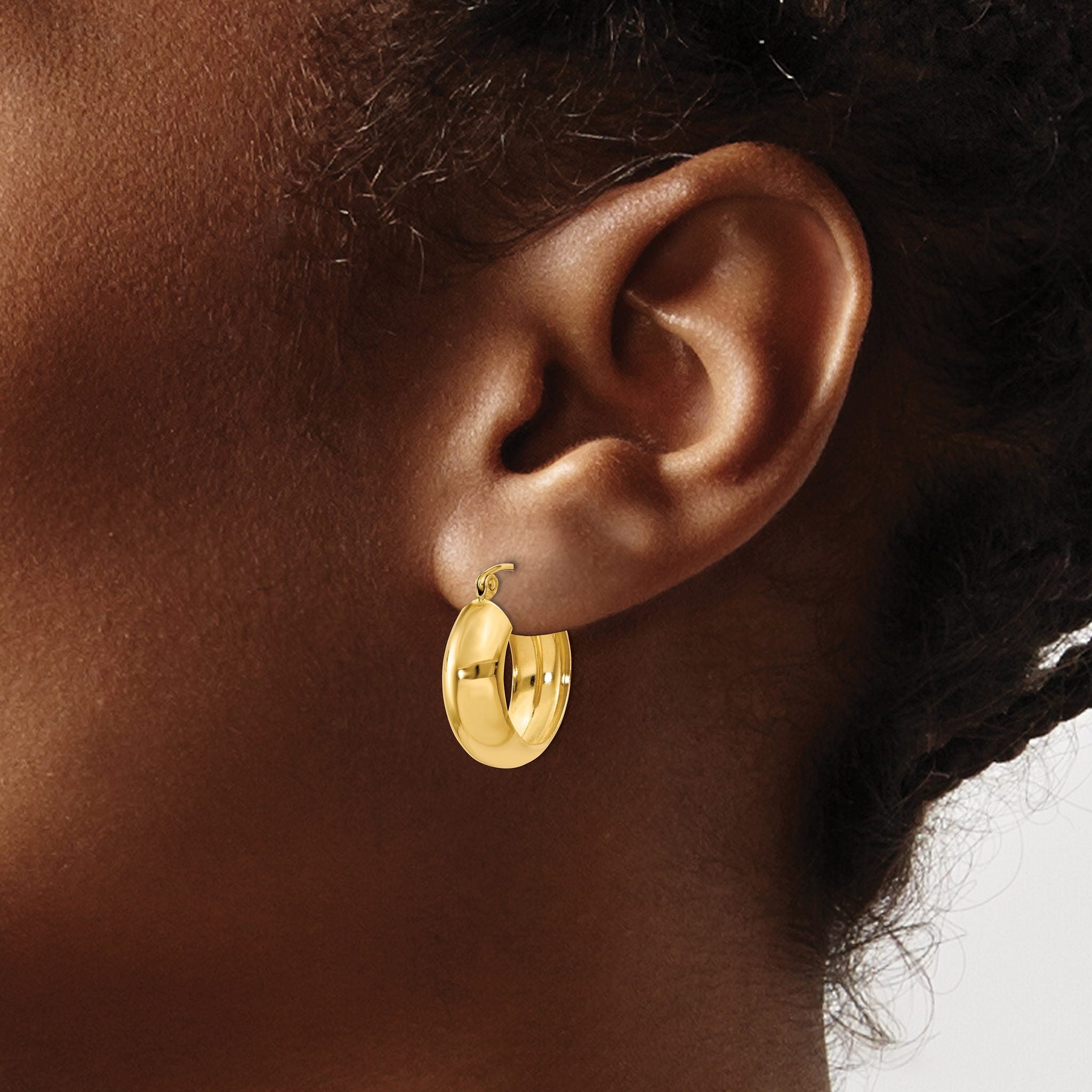 14K Gold Hoop Earrings with Polished Finish for Women