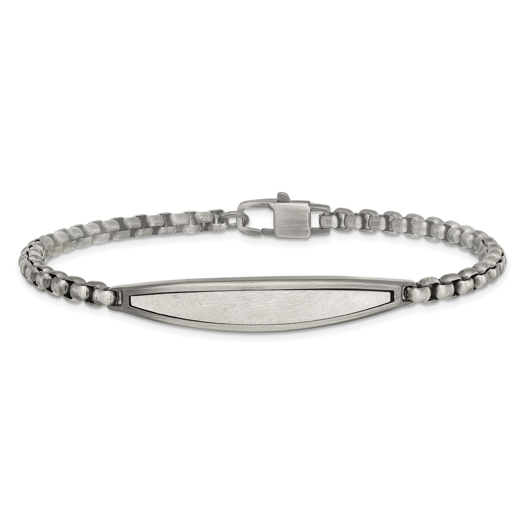 Stainless Steel Antiqued White Bronze Plated Scratch Finish ID Bracelet for Men