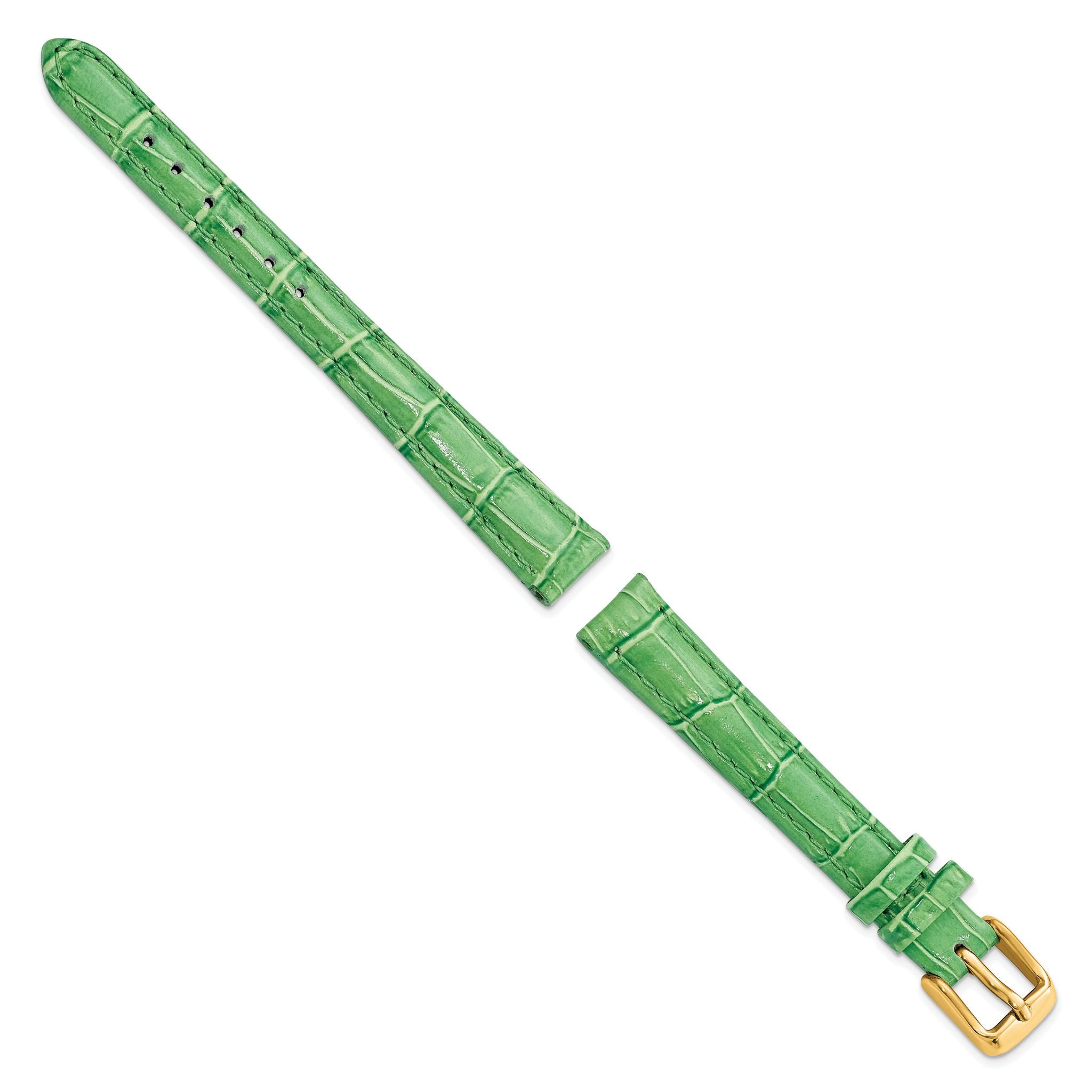 Crocodile-Grain Chronograph Watch Band in Green Leather, 20mm Secondary image