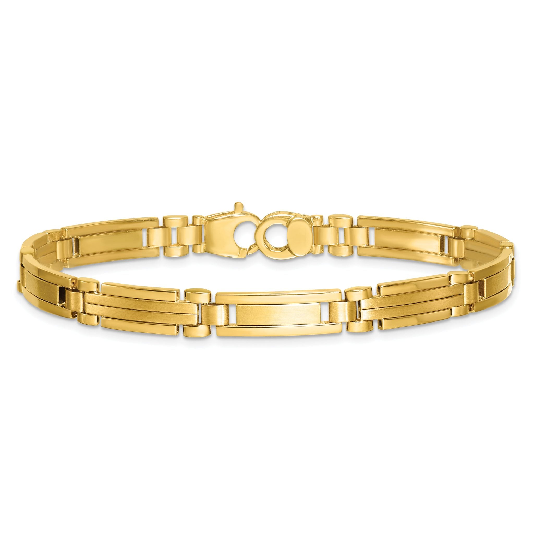 14k Polished and Brushed 6.7mm Fancy Multi Link Bar 8.25 inch Bracelet