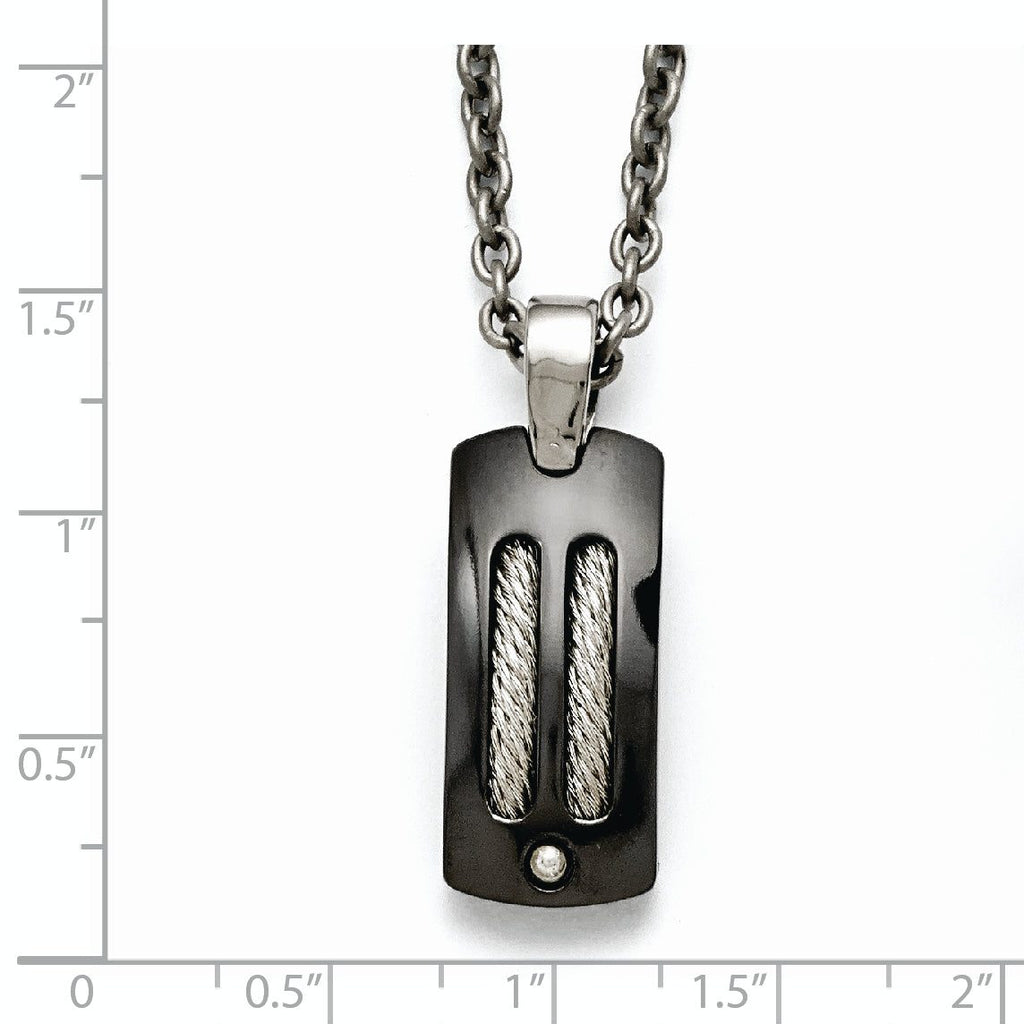 Sophia Jewelers Titanium Silver Two-Tone Men's Polished Dog Tag Necklace