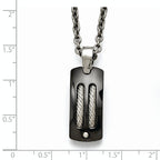 Sophia Jewelers Titanium Silver Two-Tone Men's Polished Dog Tag Necklace