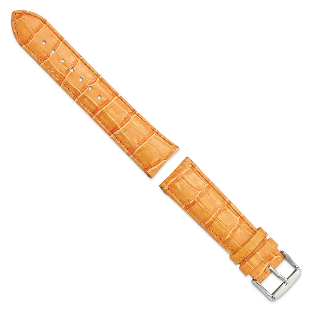Orange Crocodile-Grain Leather Watch Band, 12mm