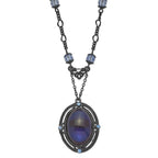 1928 Jewelry Black-plated Light Blue and Dark Blue Crystal 16 inch Necklace with 3 inch extension