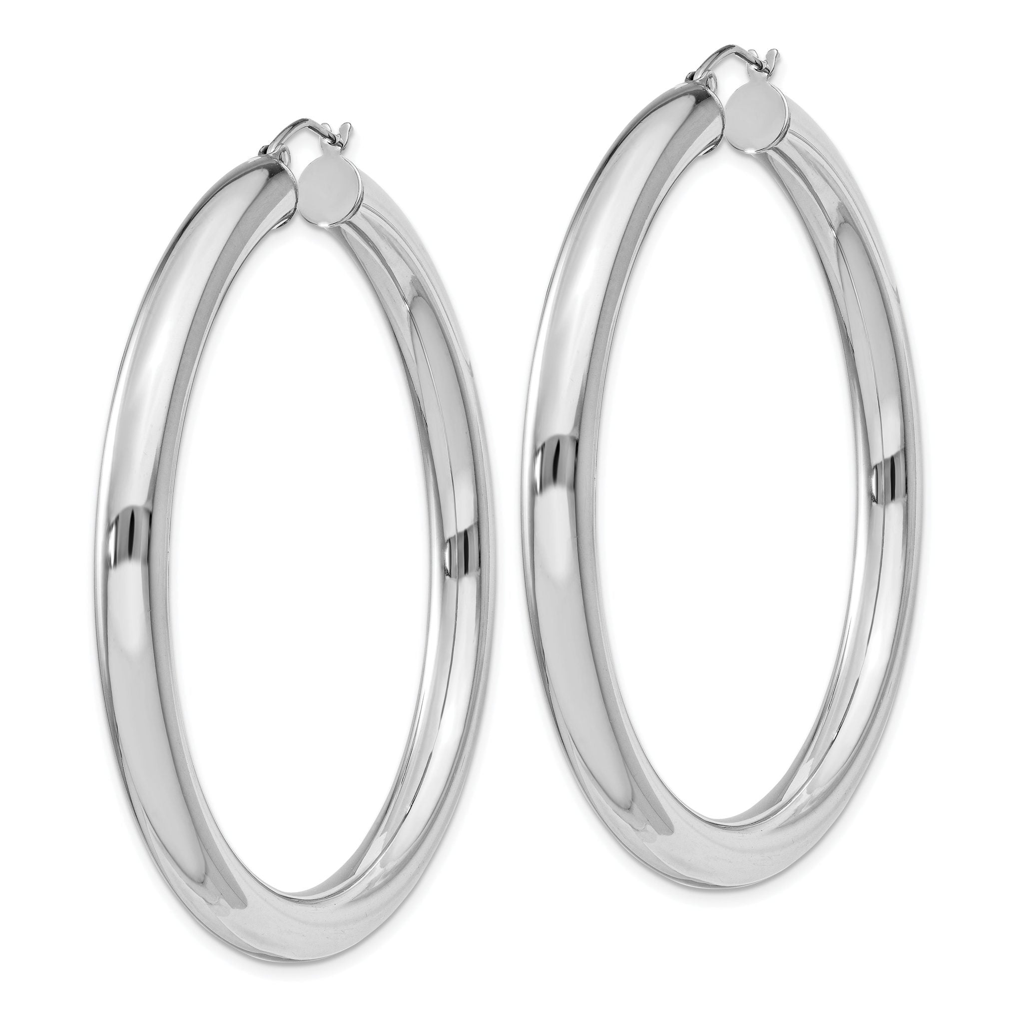 Sterling Silver Rhodium-plated 5mm Round Hoop Earrings Secondary image