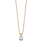 14k 1 carat Certified Lab Grown Diamond VS+ F+ Round Complete Four Prong 18 inch Solitaire Pendant Necklace