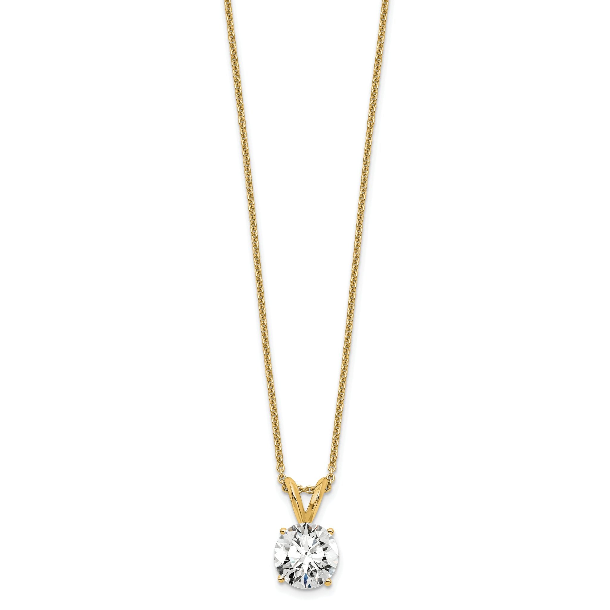 14k 1 carat Certified Lab Grown Diamond VS+ F+ Round Complete Four Prong 18 inch Solitaire Pendant Necklace