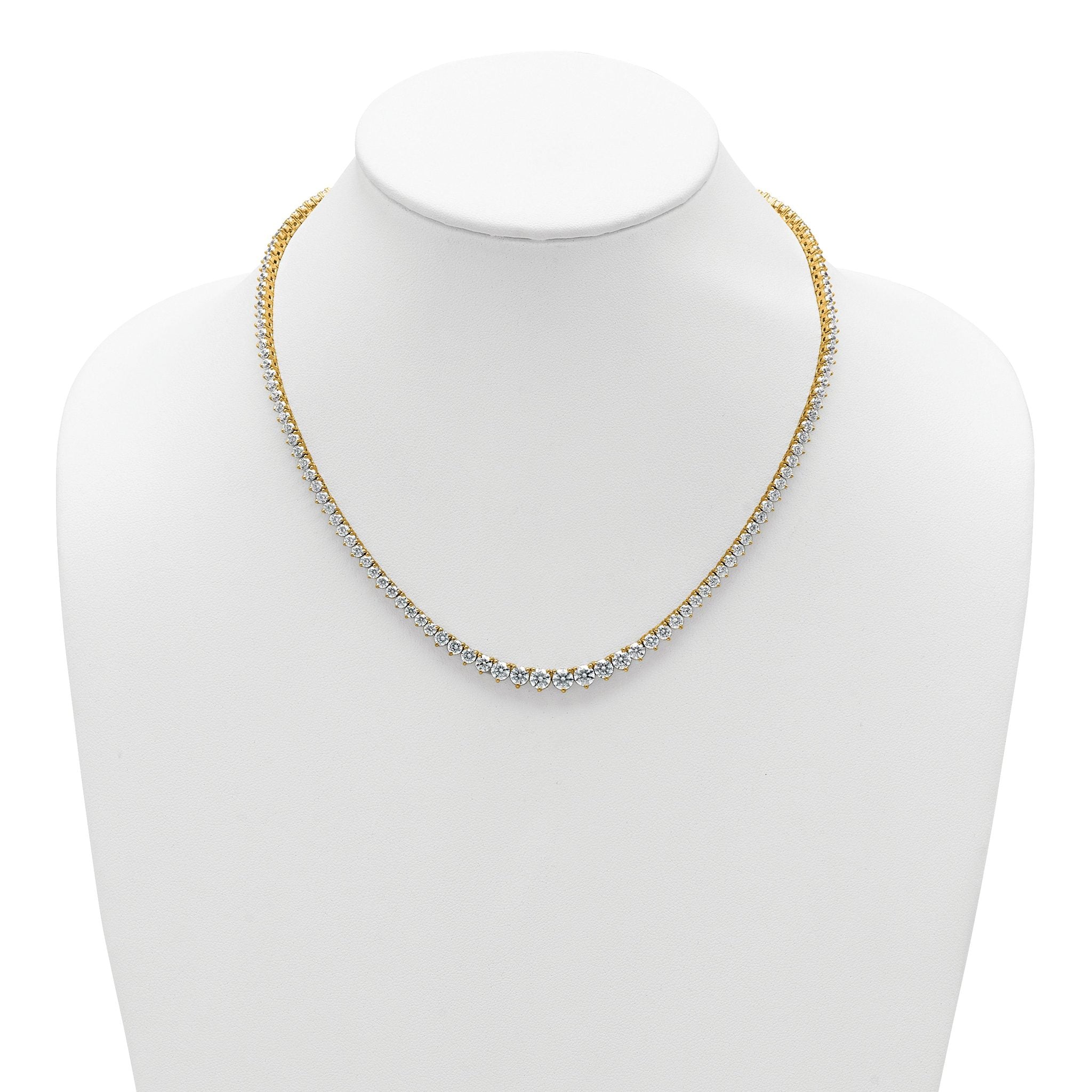 14k 16 1/3 carat Lab Grown Diamond VS+ F+ Complete Round 18 inch Graduated Tennis Necklace