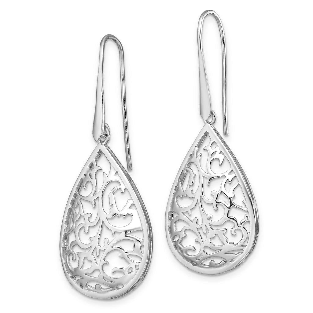 Sterling Silver 925 Teardrop Dangle Earrings with Rhodium Polish