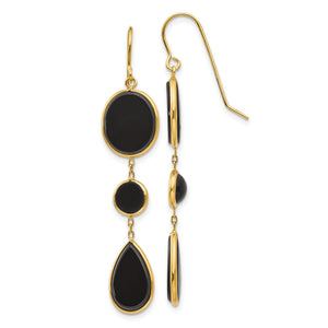 Onyx Geometric Dangle Earrings in 14K Yellow Gold - Sophia Jewelers