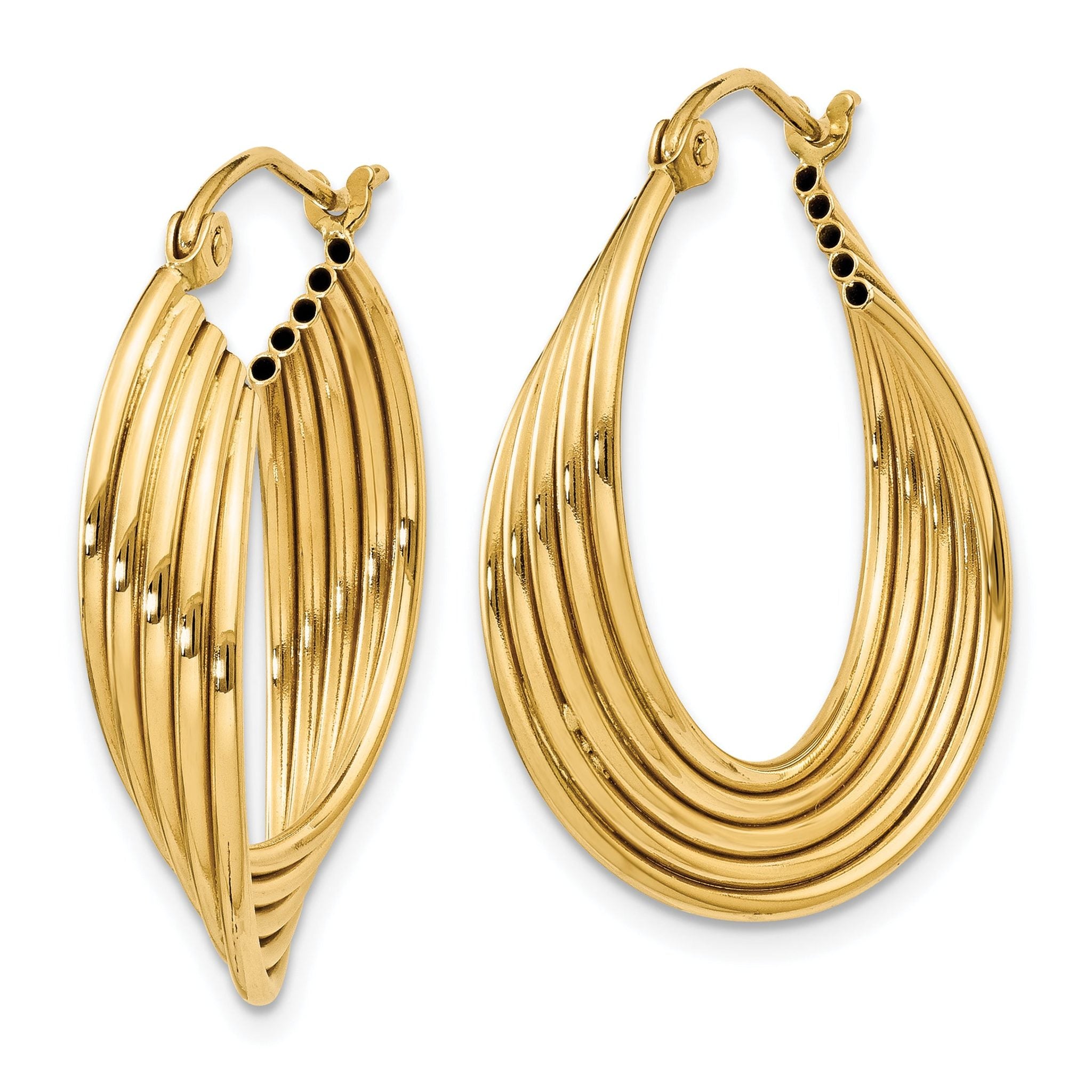 14k Lightweight Fancy Hoop Earrings Secondary image