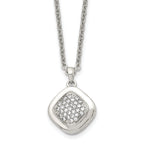 Square CZ Necklace in Stainless Steel, 18in