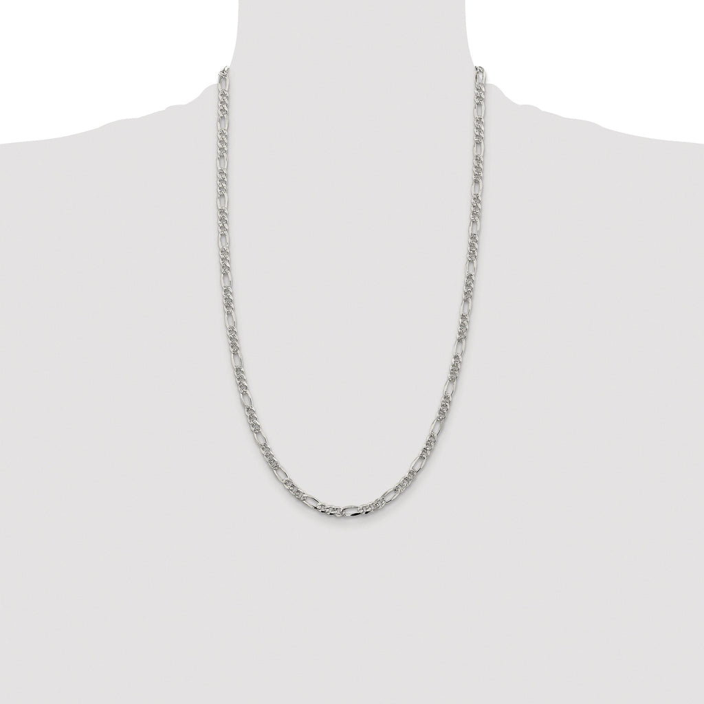 Pavé Flat Figaro Chain in Sterling Silver