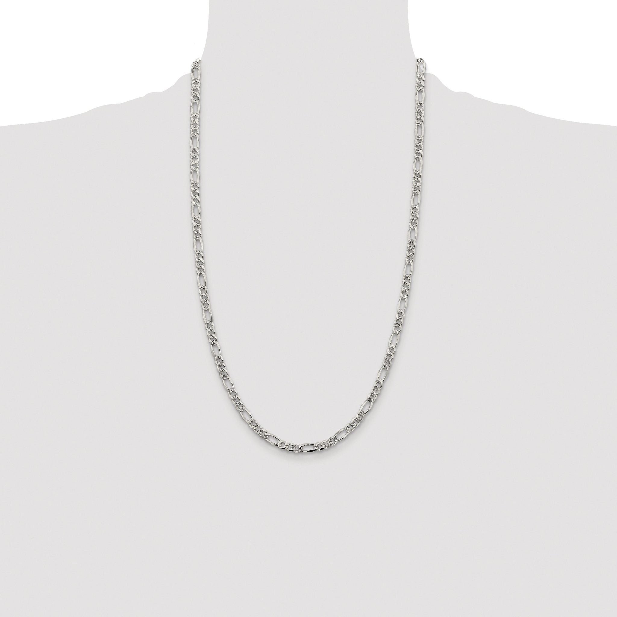 Pavé Flat Figaro Chain in Sterling Silver