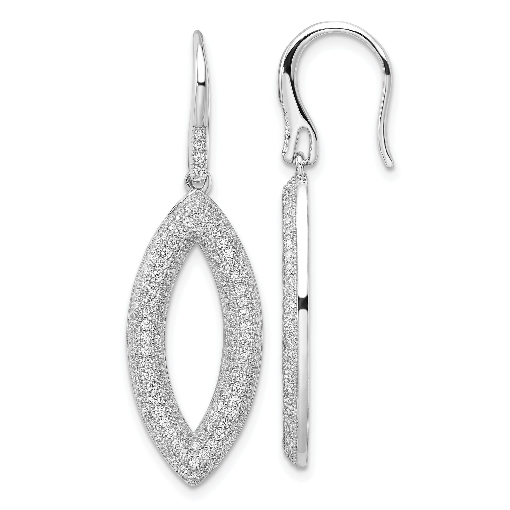 Sterling Silver 925 Dangle Earrings with CZ Embellishments, Polished Finish Main image