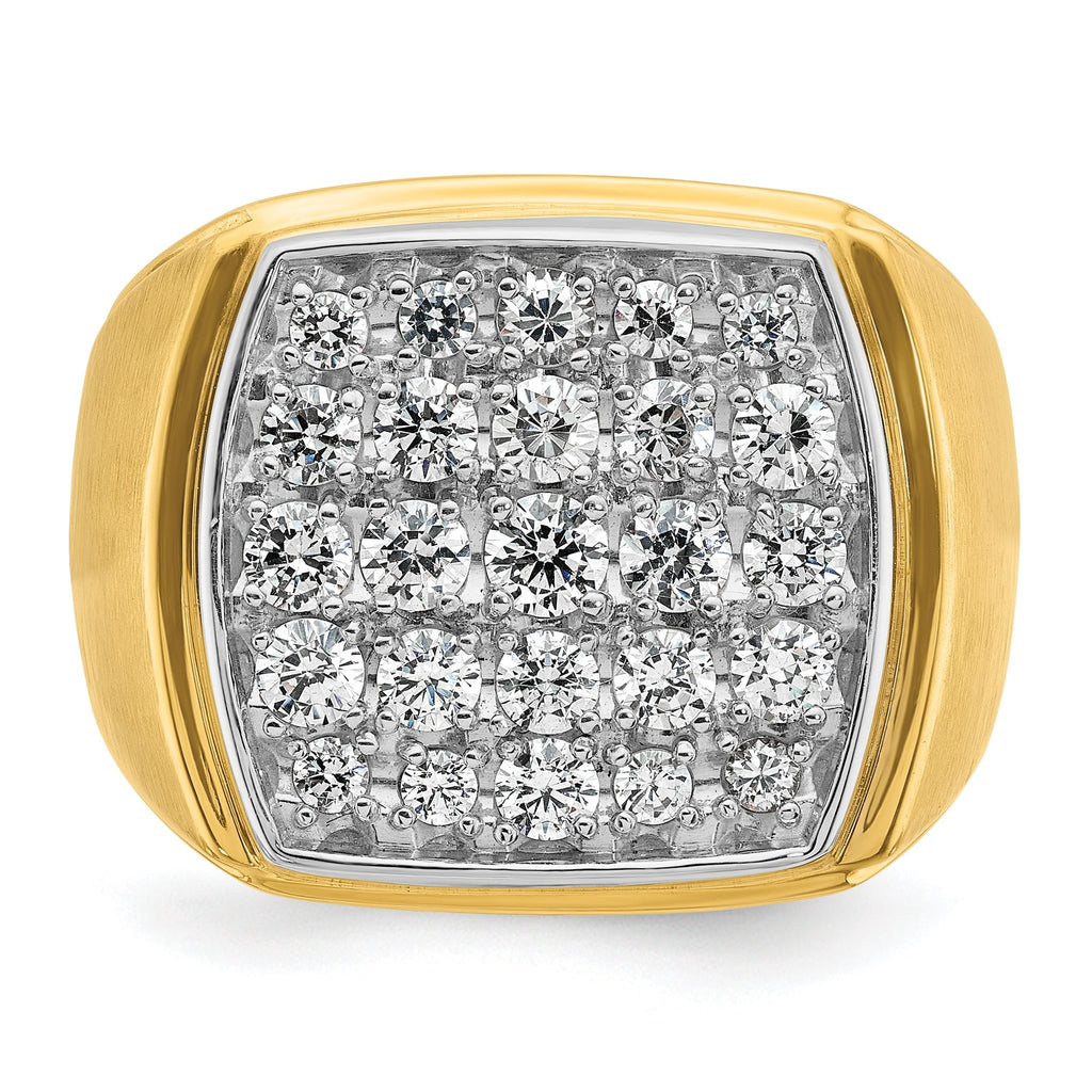 10k Two-tone Men's Polished and Satin 1 5/8 Carat A Quality Diamond Cluster Ring