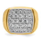 10k Two-tone Men's Polished and Satin 1 5/8 Carat A Quality Diamond Cluster Ring
