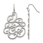 Stainless Steel Polished Filigree Cubic Zirconia Drop Dangle Earrings for Women