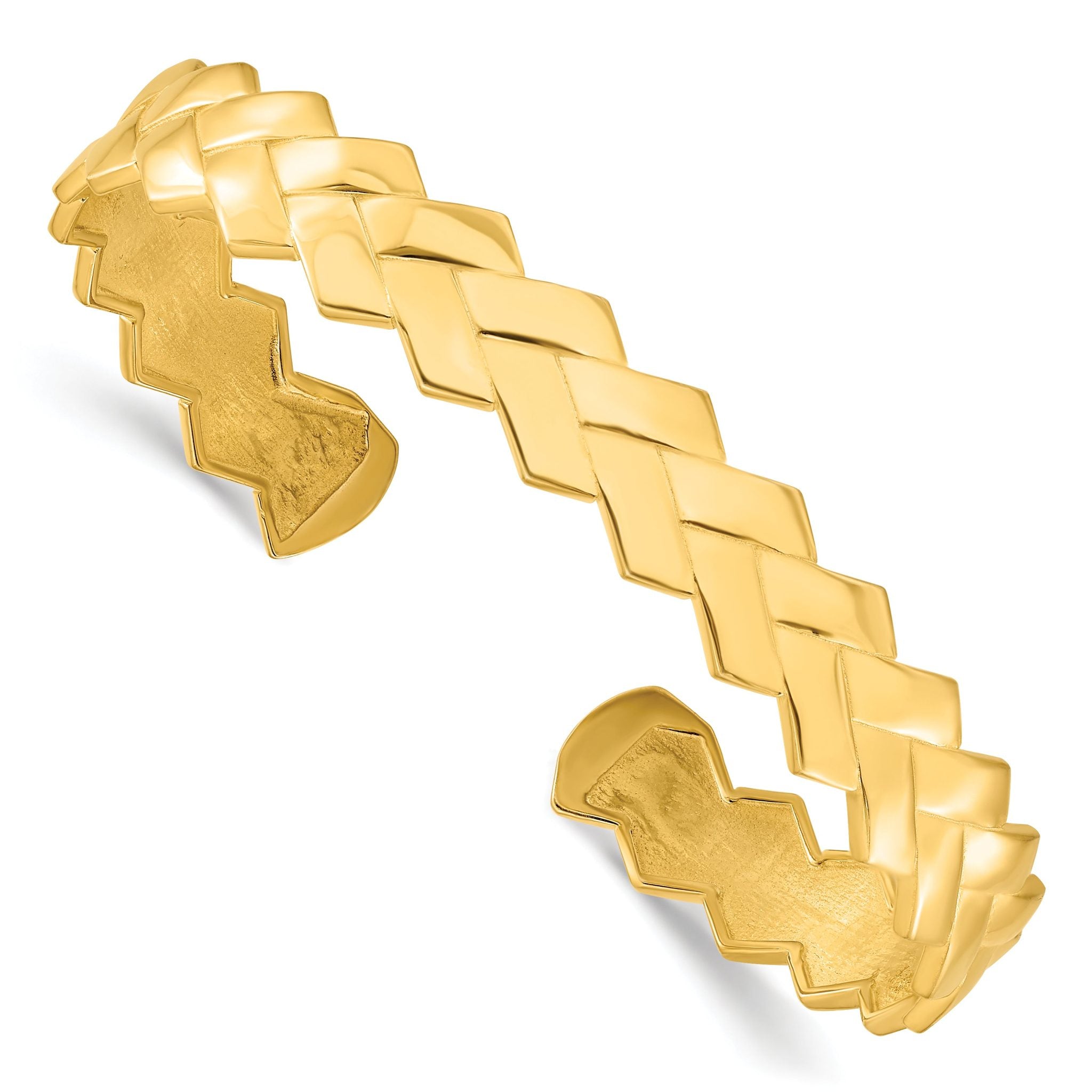 Sterling Silver Gold-plated Polished Cuff Bangle