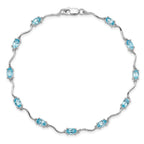 Sterling Silver Rhodium-plated Blue Topaz Bracelet