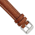Havana Leather Watch Band in Brown with Silver-Tone Buckle, 12mm