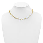 Sterling Silver Gold-tone pol. Fancy Link w/2in ext. Necklace