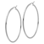 14k White Gold Polished 2x60mm Polished Hoop Earrings