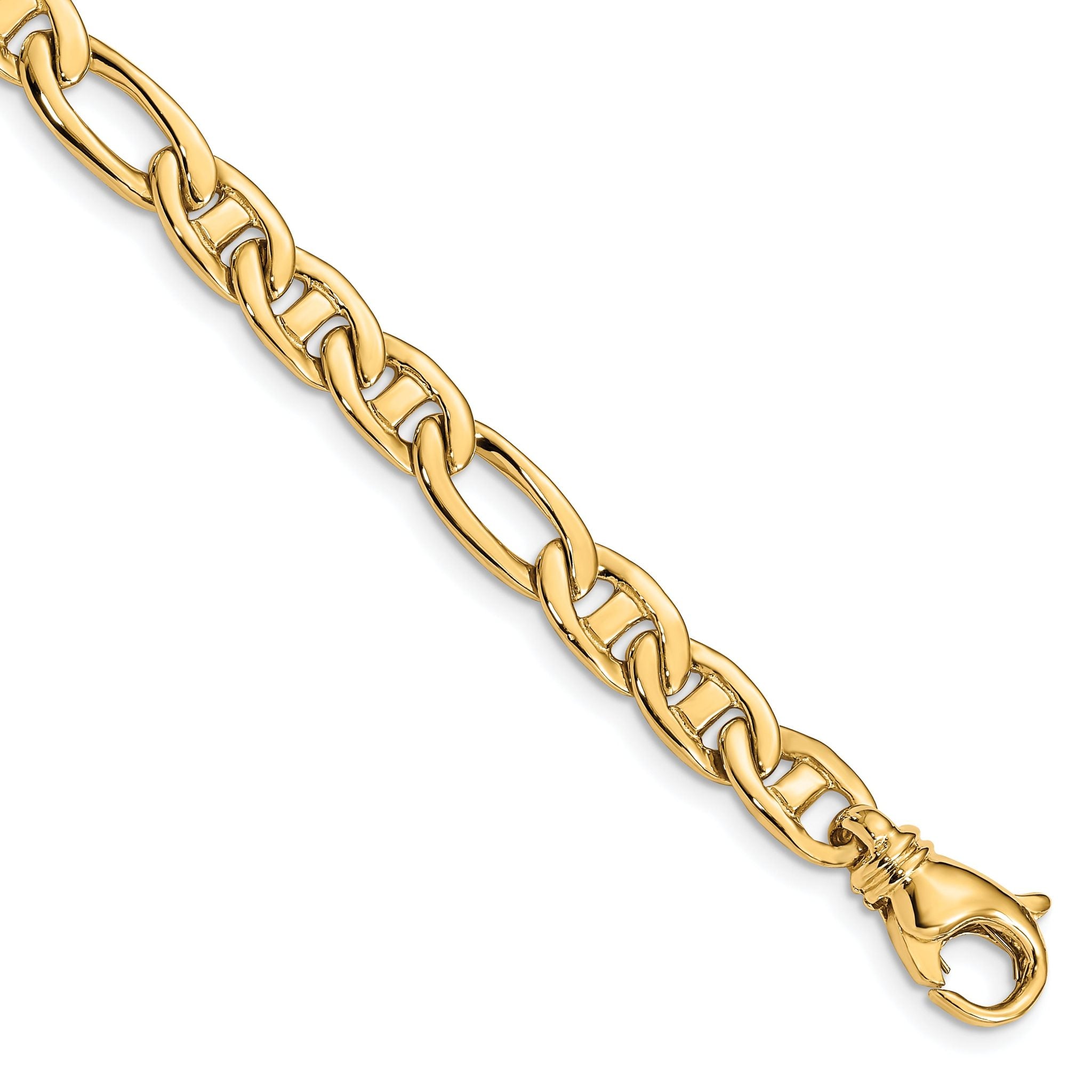 14K Yellow Gold Solid Anchor Chain Necklace 6.5mm Main image