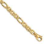 14K Yellow Gold Solid Anchor Chain Necklace 6.5mm