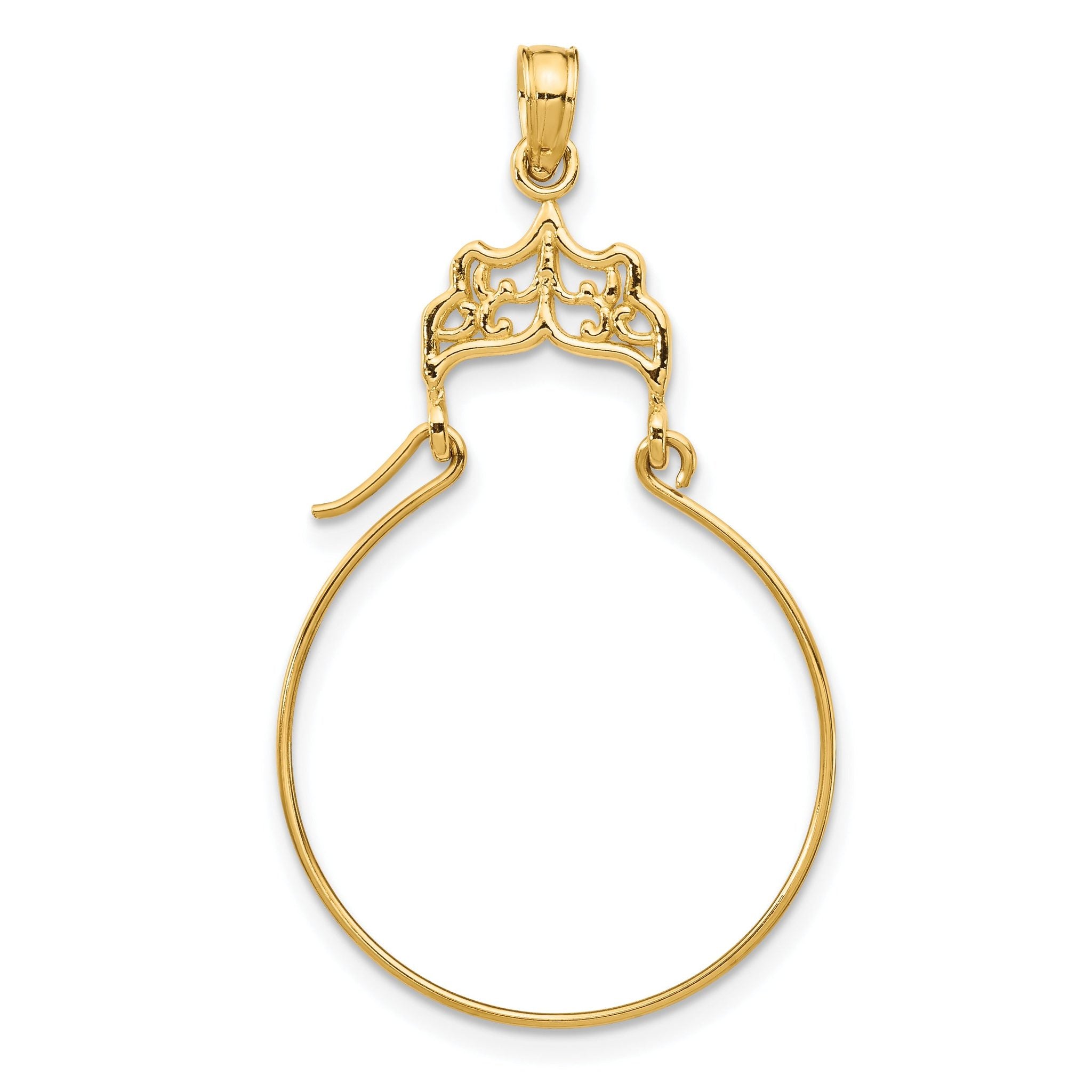 14K Gold Filigree Charm Holder Pendant with Elegant Vintage Design Main image