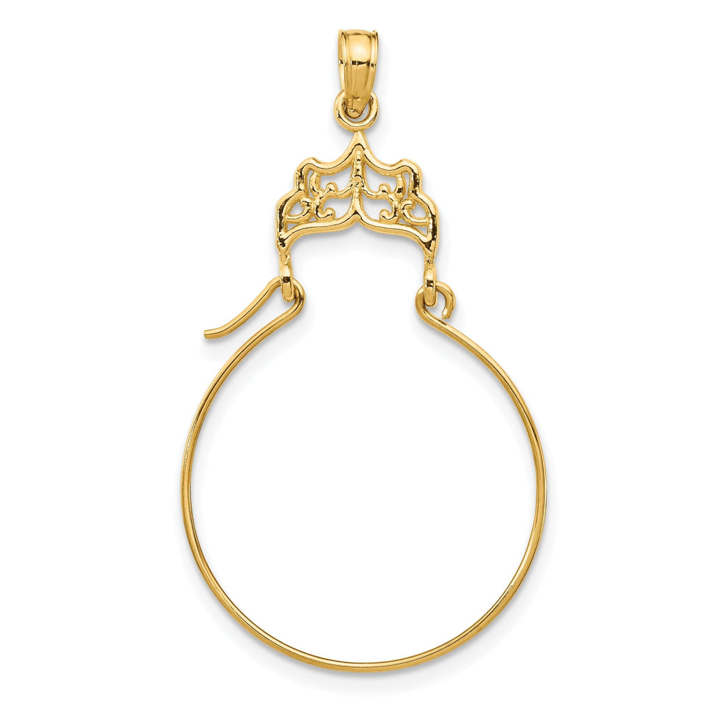 14K Gold Filigree Charm Holder Pendant with Elegant Vintage Design
