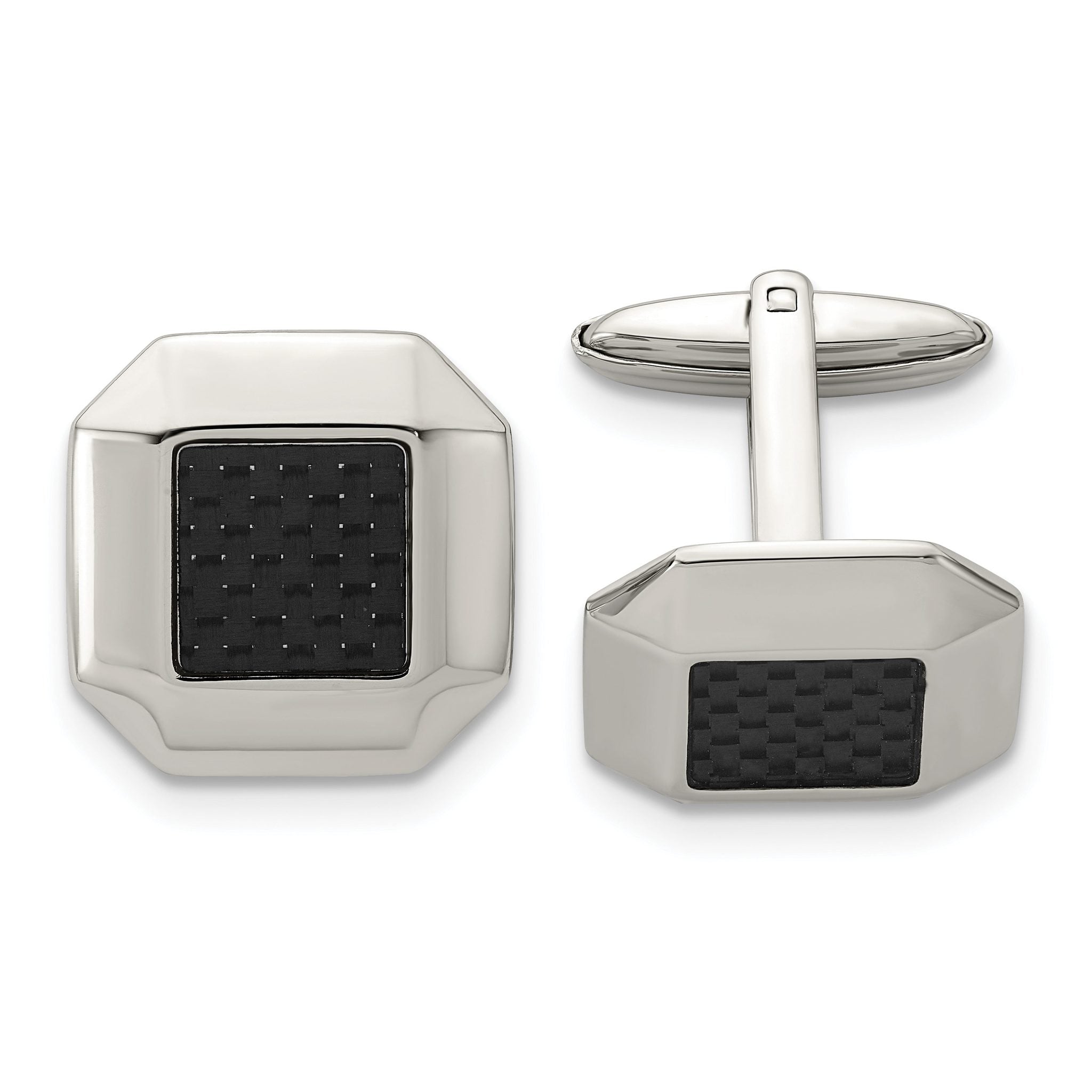 Stainless Steel Black Carbon Fiber Cuff Links Main image